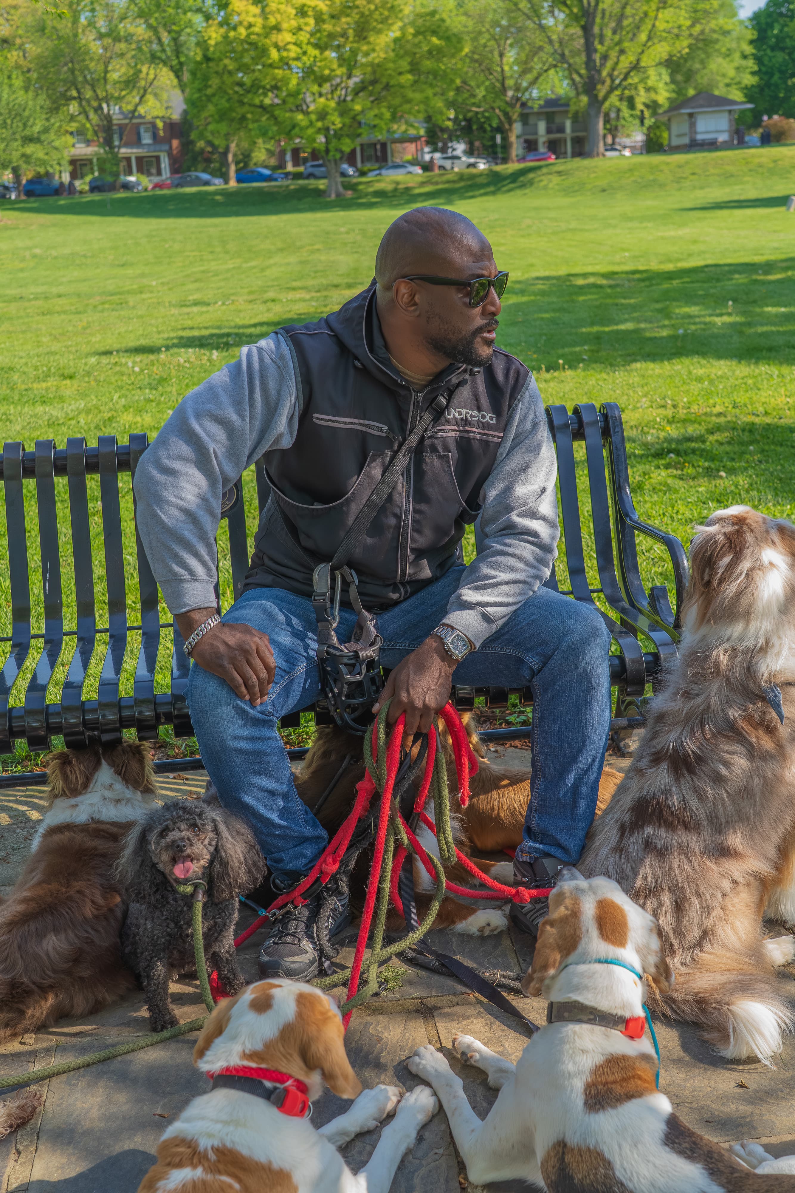 Jay with a dog at a community session